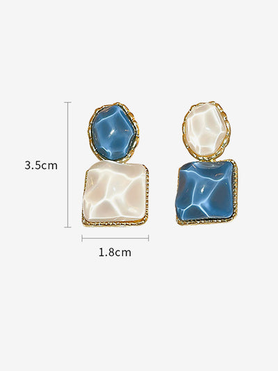 Sparkling Water Pattern Irregular Square Oval Earrings