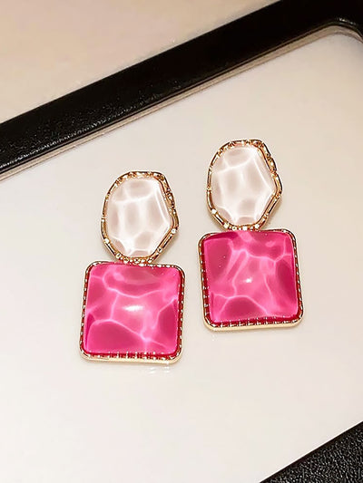 Sparkling Water Pattern Irregular Square Oval Earrings