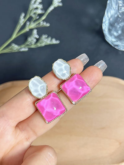 Sparkling Water Pattern Irregular Square Oval Earrings