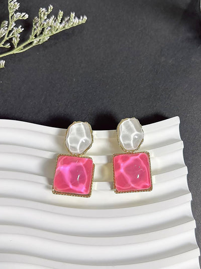 Sparkling Water Pattern Irregular Square Oval Earrings