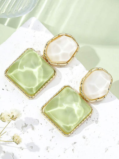 Sparkling Water Pattern Irregular Square Oval Earrings