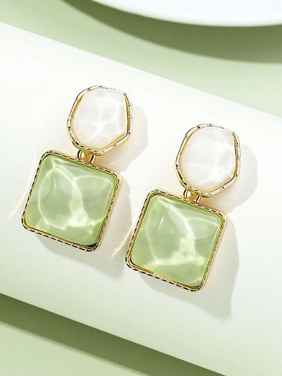 Sparkling Water Pattern Irregular Square Oval Earrings