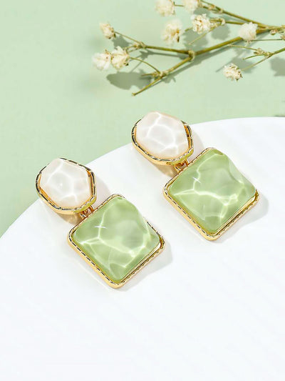 Sparkling Water Pattern Irregular Square Oval Earrings