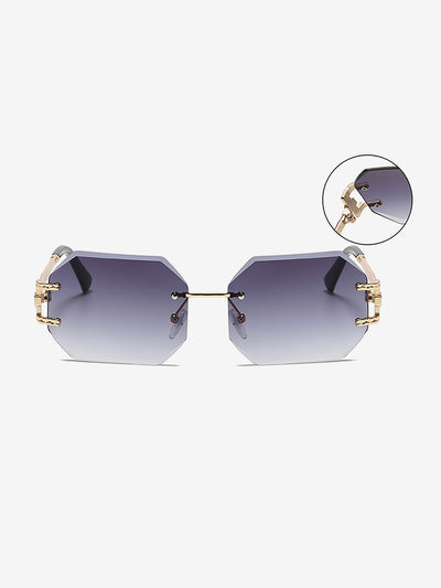 Frameless Cut Edge Polygonal Metal Sunglasses