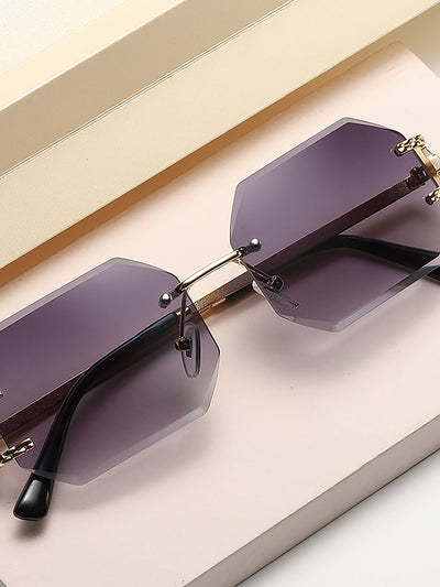 Frameless Cut Edge Polygonal Metal Sunglasses