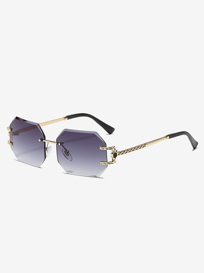 Frameless Cut Edge Polygonal Metal Sunglasses