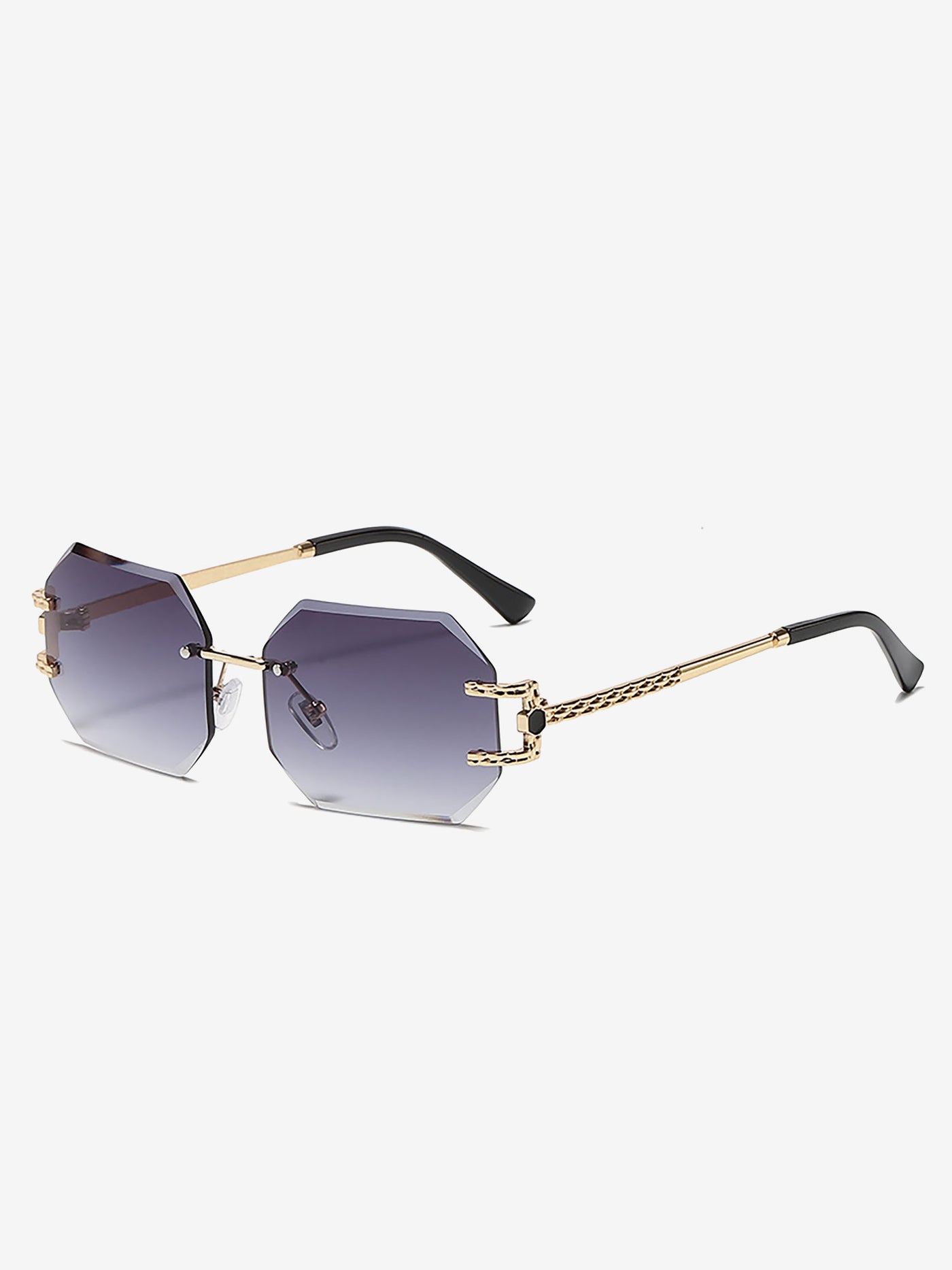 Allegra K Frameless Cut Edge Polygonal Metal Sunglasses