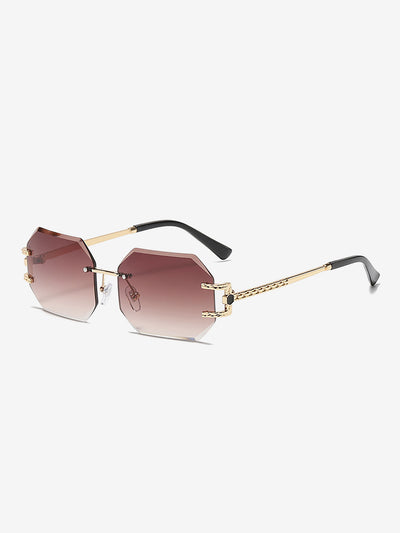 Frameless Cut Edge Polygonal Metal Sunglasses