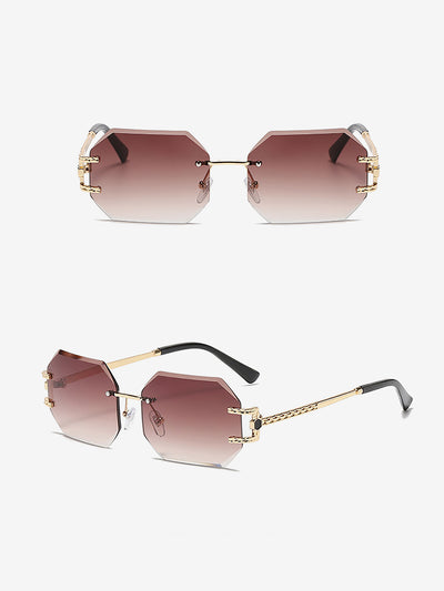 Frameless Cut Edge Polygonal Metal Sunglasses