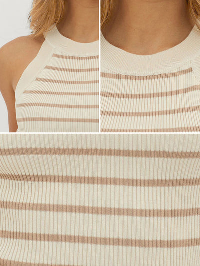 Halter Sleeveless Striped knitted Casual Tops