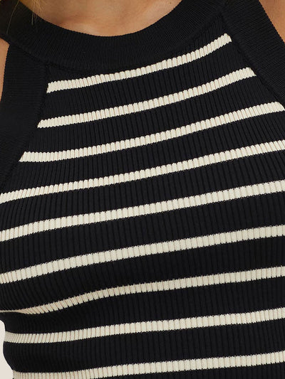 Halter Sleeveless Striped knitted Casual Tops