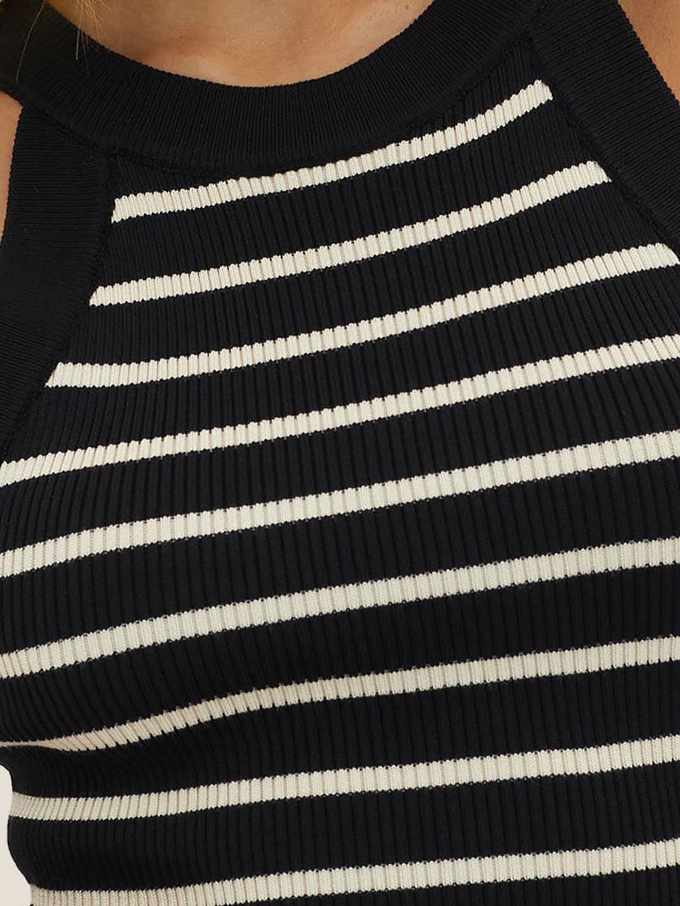 Allegra K Halter Sleeveless Striped knitted Casual Tops