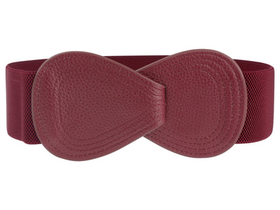 Interlock Buckle 8-shaped Faux Leather Elastic Belt Cinch Waistband