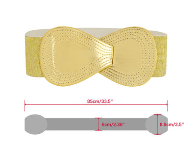 Interlock Buckle 8-shaped Faux Leather Elastic Belt Cinch Waistband