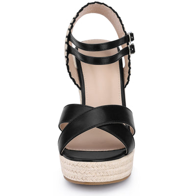 Women's Crisscross Strap Platform Espadrilles Wedge Heel Sandals