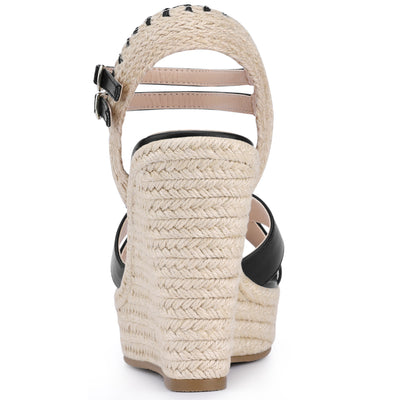 Women's Crisscross Strap Platform Espadrilles Wedge Heel Sandals