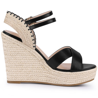 Women's Crisscross Strap Platform Espadrilles Wedge Heel Sandals