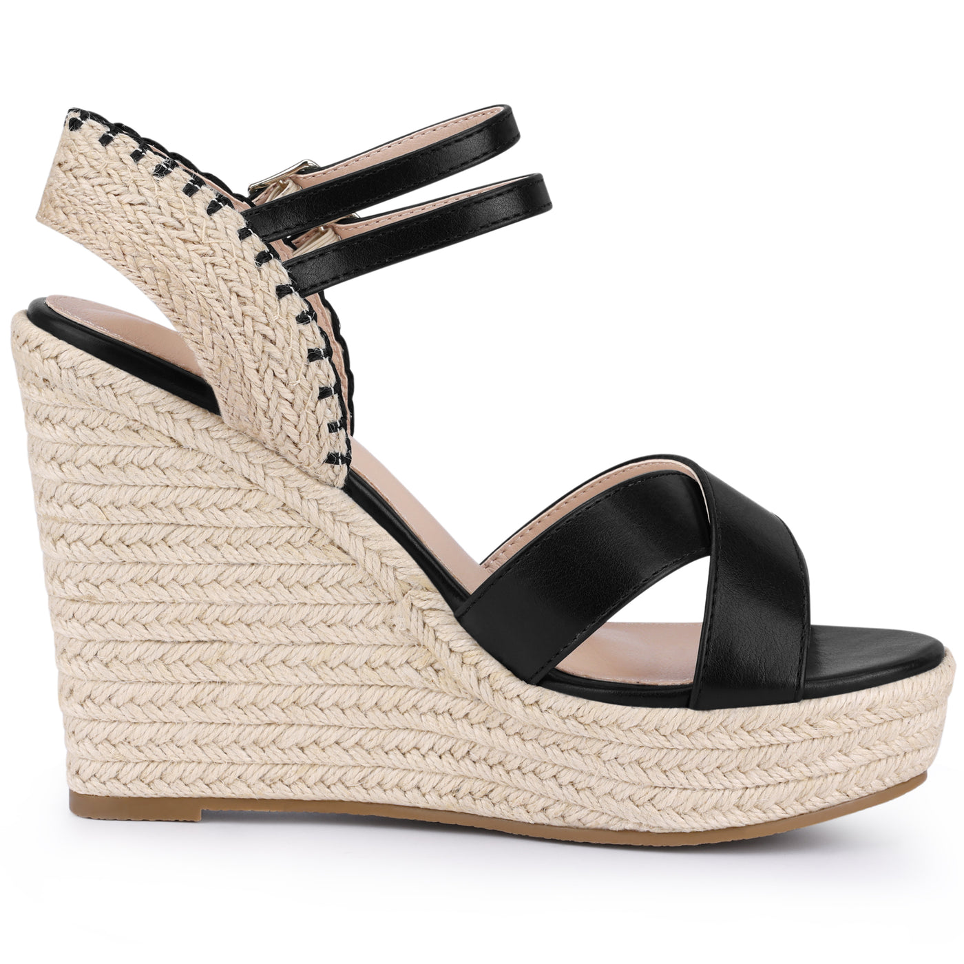 Allegra K Women's Crisscross Strap Platform Espadrilles Wedge Heel Sandals