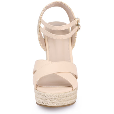 Women's Crisscross Strap Platform Espadrilles Wedge Heel Sandals