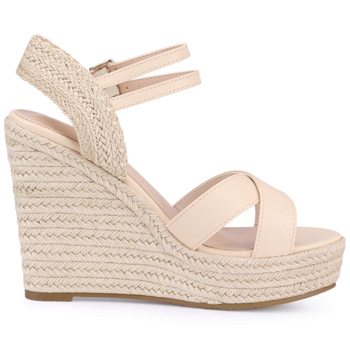 Allegra K Women's Crisscross Strap Platform Espadrilles Wedge Heel Sandals