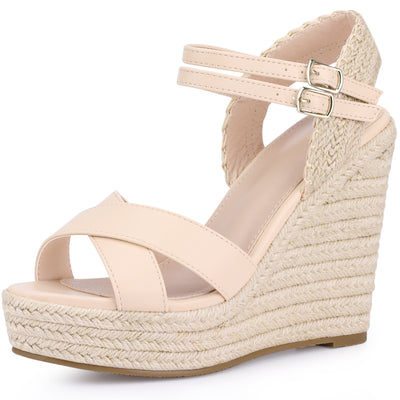 Women's Crisscross Strap Platform Espadrilles Wedge Heel Sandals