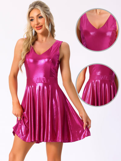 Metallic Sleeveless Party Mini A-Line Dress