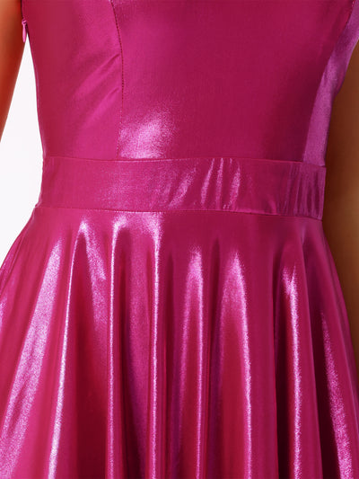 Metallic Sleeveless Party Mini A-Line Dress