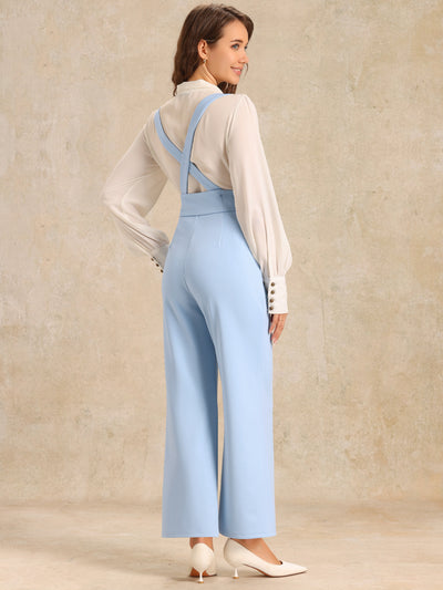 Casual Office Adjustable Strap Wide Leg Suspenders Pants Jumpsuits