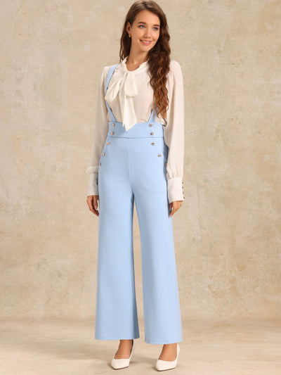 Casual Office Adjustable Strap Wide Leg Suspenders Pants Jumpsuits