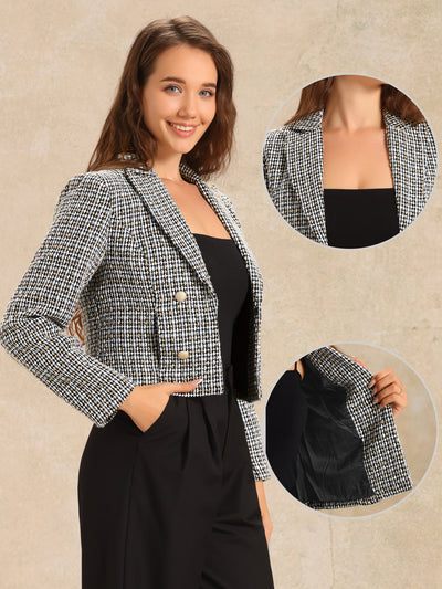 Notched Lapel Buttons Long Sleeve Textured Cropped Jacket