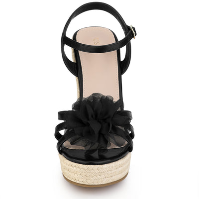 Women's Flower Platform Espadrilles Wedge Heel Sandals