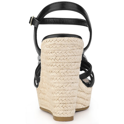 Women's Flower Platform Espadrilles Wedge Heel Sandals