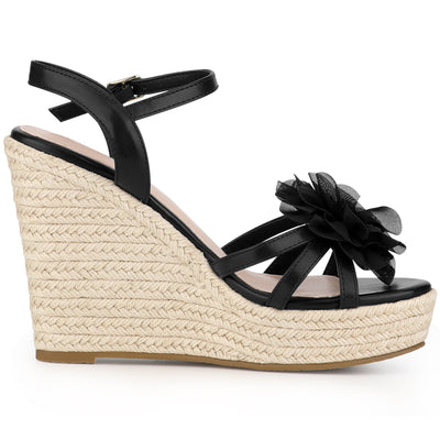 Women's Flower Platform Espadrilles Wedge Heel Sandals