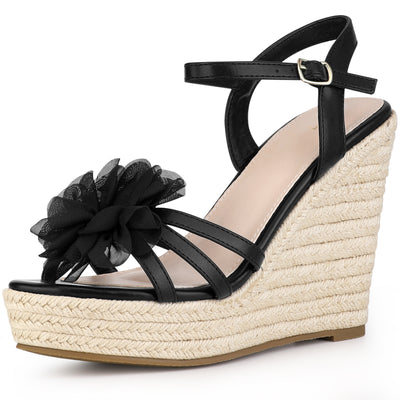 Women's Flower Platform Espadrilles Wedge Heel Sandals