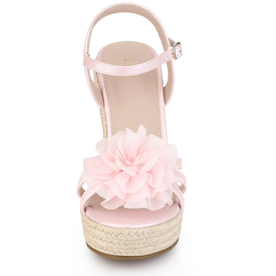 Women's Flower Platform Espadrilles Wedge Heel Sandals