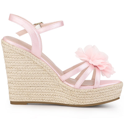 Women's Flower Platform Espadrilles Wedge Heel Sandals