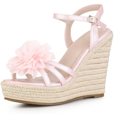 Women's Flower Platform Espadrilles Wedge Heel Sandals