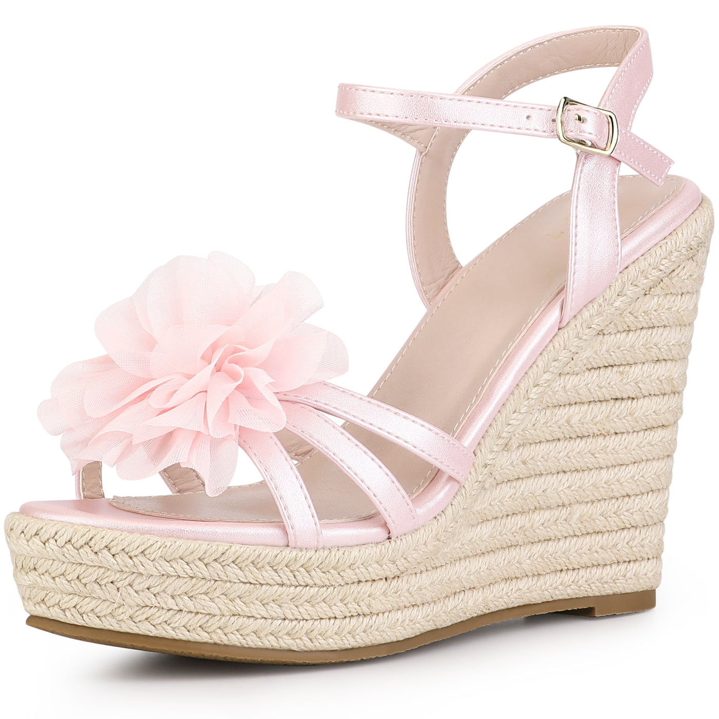 Allegra K Women's Flower Platform Espadrilles Wedge Heel Sandals