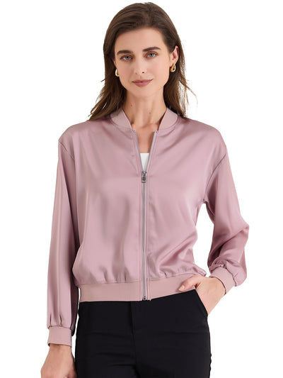 Zip Up Long Sleeve Lightweight Casual Bomber Jacket