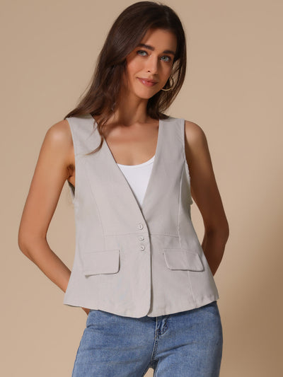 Sleeveless Lightweight Waistcoat Linen Vest