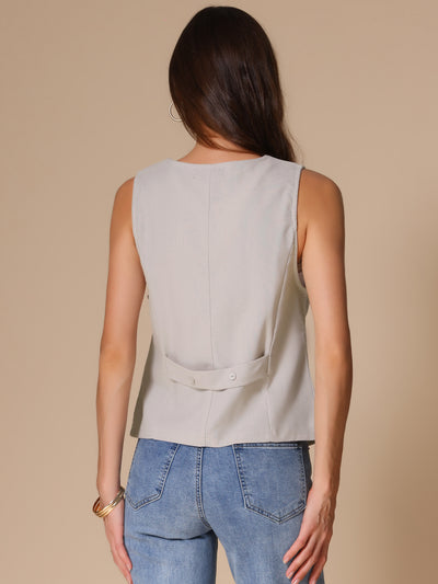 Sleeveless Lightweight Waistcoat Linen Vest