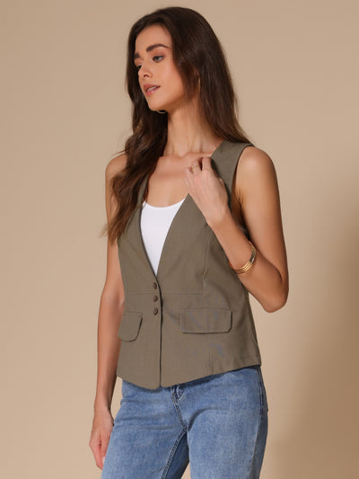 Sleeveless Lightweight Waistcoat Linen Vest