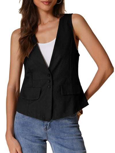 Sleeveless Lightweight Waistcoat Linen Vest