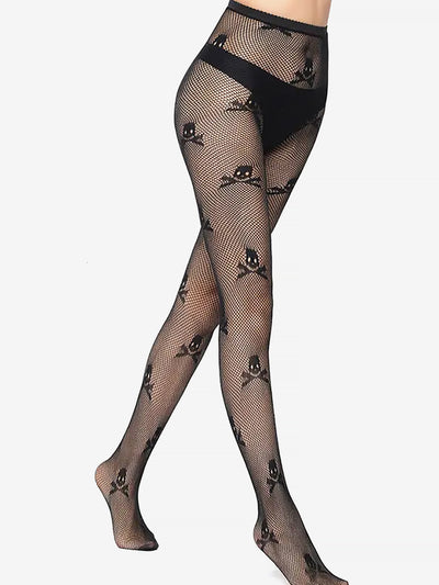 2 Pairs Halloween Jacquard Fishnet Stockings Pantyhose Set