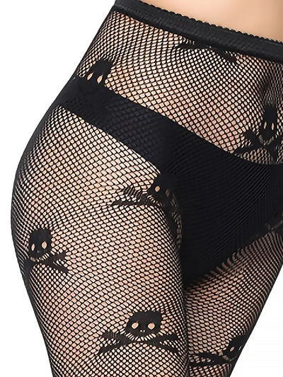 2 Pairs Halloween Jacquard Fishnet Stockings Pantyhose Set