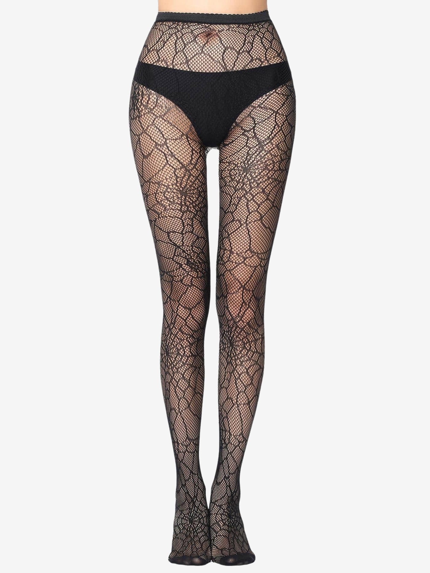 Allegra K 2 Pairs Halloween Jacquard Fishnet Stockings Pantyhose Set