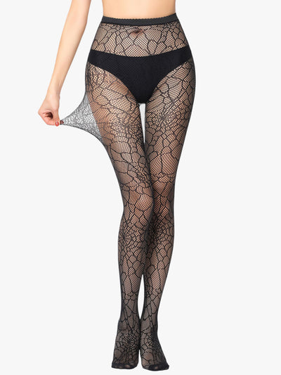 2 Pairs Halloween Jacquard Fishnet Stockings Pantyhose Set