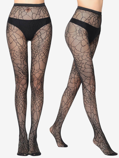 2 Pairs Halloween Jacquard Fishnet Stockings Pantyhose Set