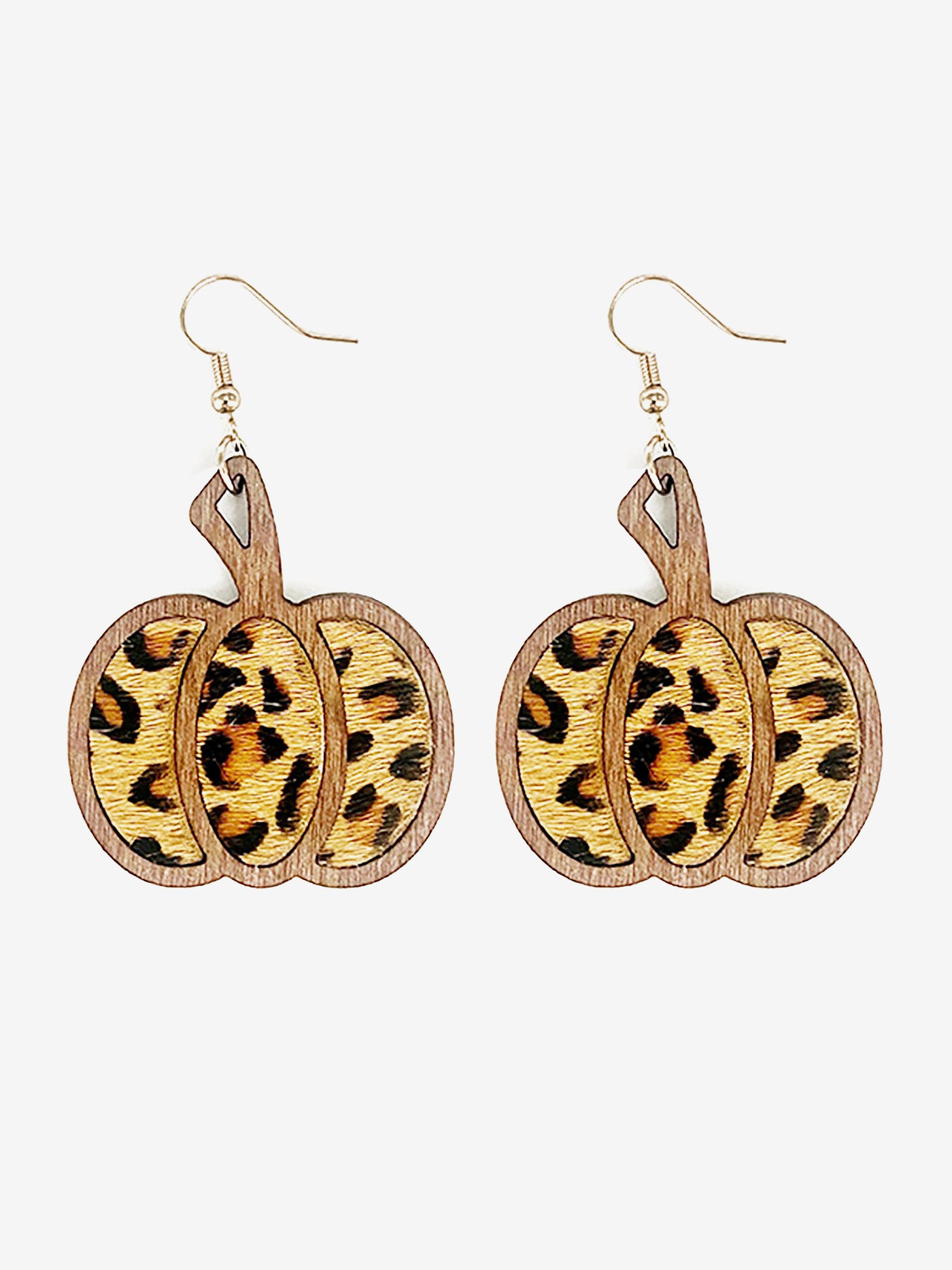 Allegra K Halloween Pumpkin Leopard French Wire Drop Earrings