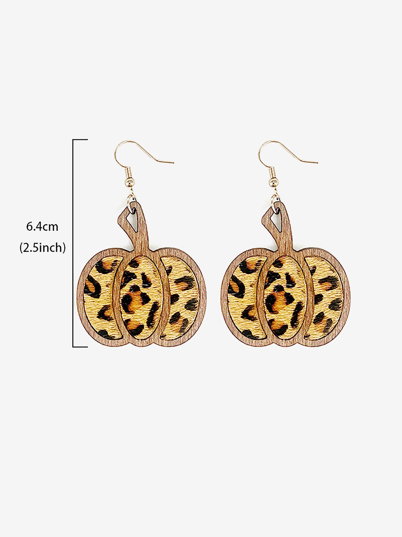 Allegra K Halloween Pumpkin Leopard French Wire Drop Earrings